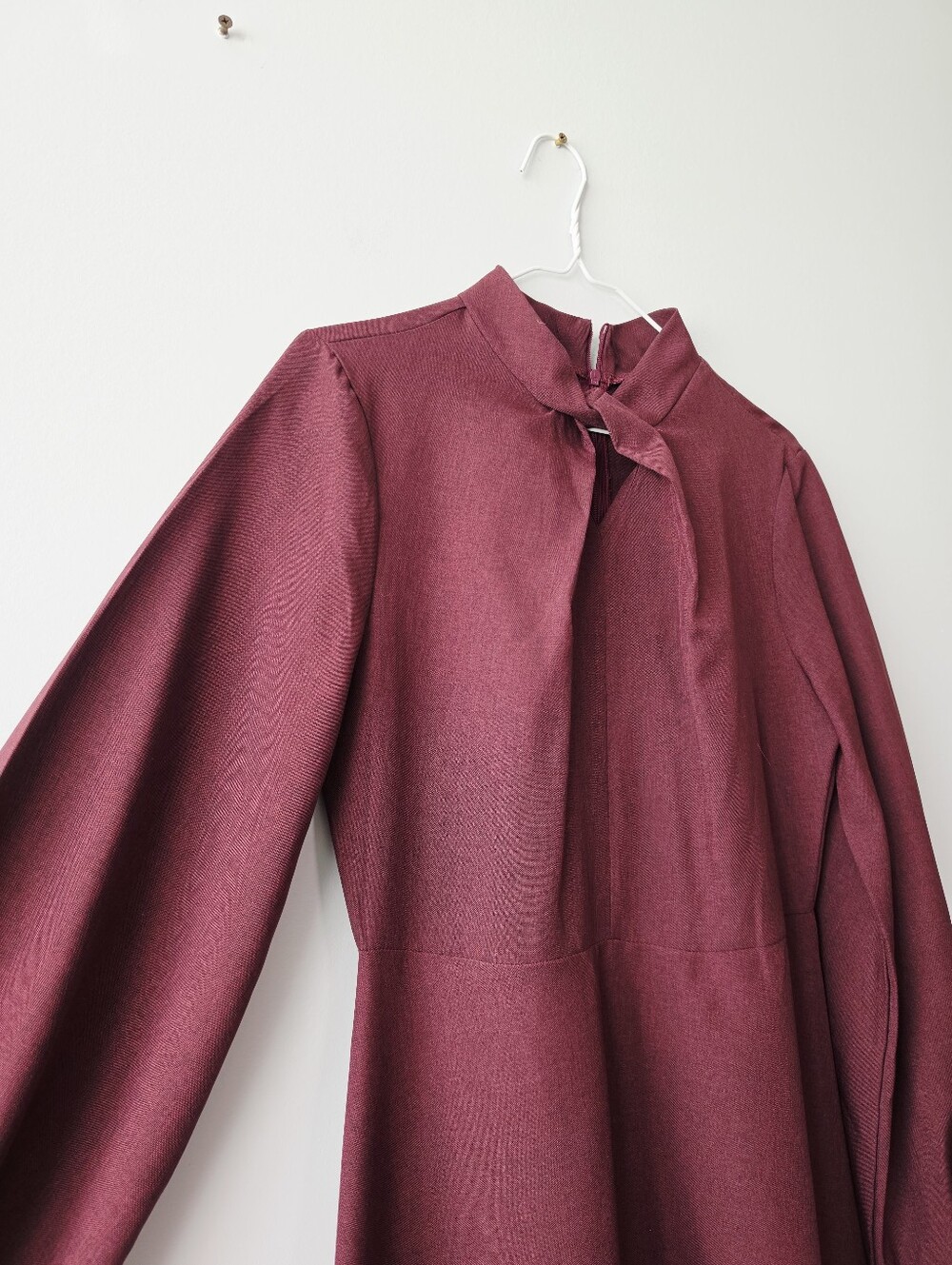 Women’s Burgundy Tie-Neck Dress